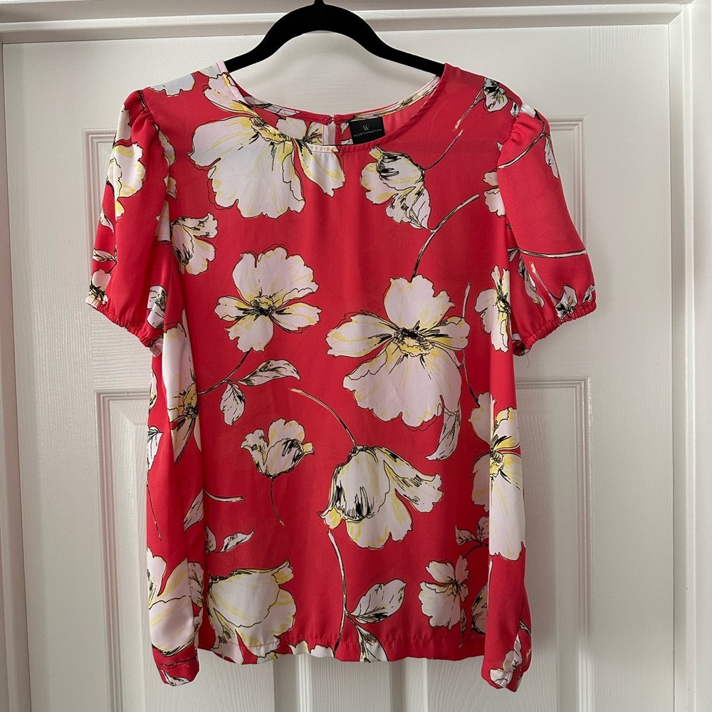 Orange floral blouse